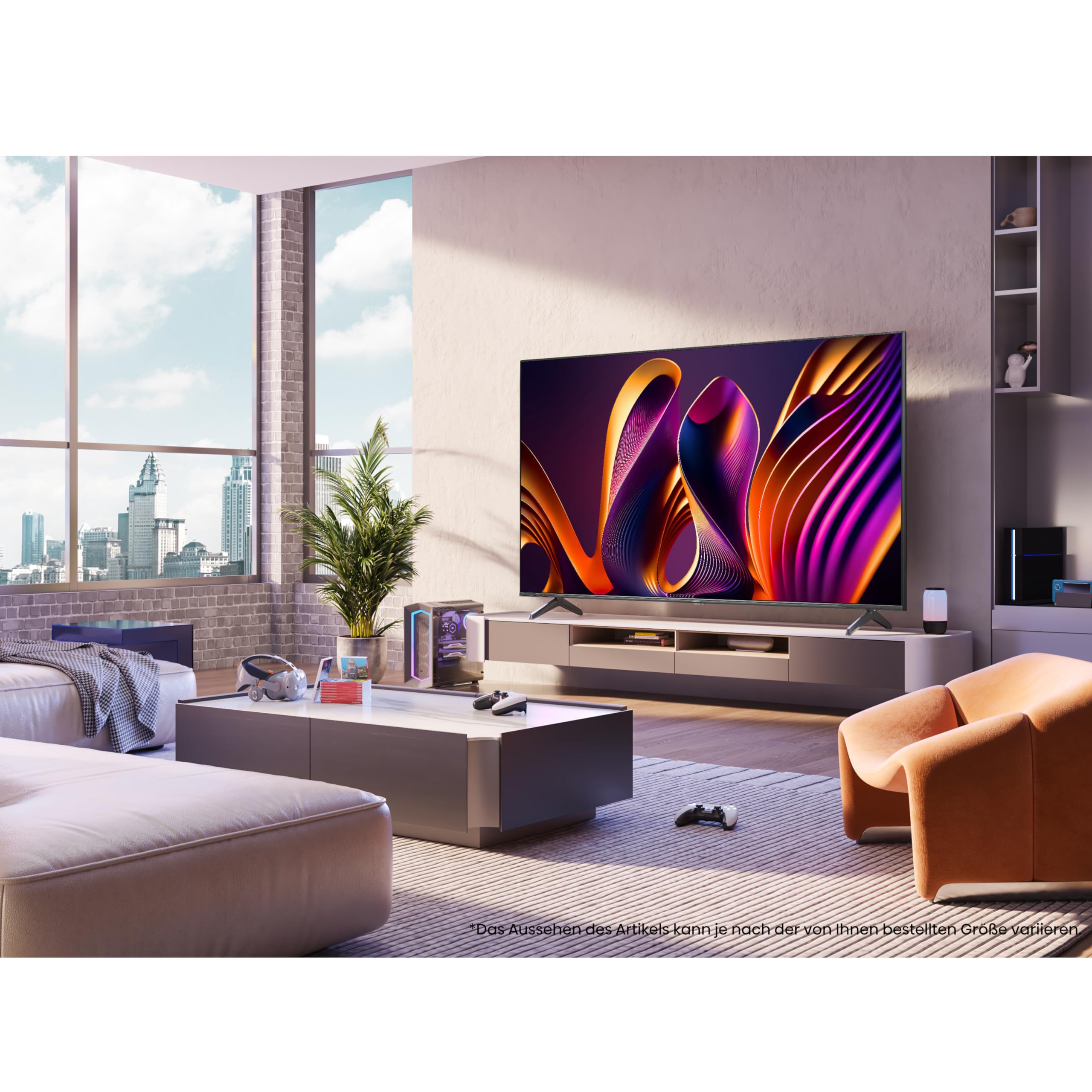 Hisense 65E7NQ Pro 164 cm (65 Zoll) Fernseher, 4K UHD, QLED, Smart TV, Total HDR, Dolby Vision IQ Atmos, 144Hz (VRR), HDMI 2.1, Game Mode PRO, Triple Tuner, Alexa Built-In, Dunkelgrau, [2024]