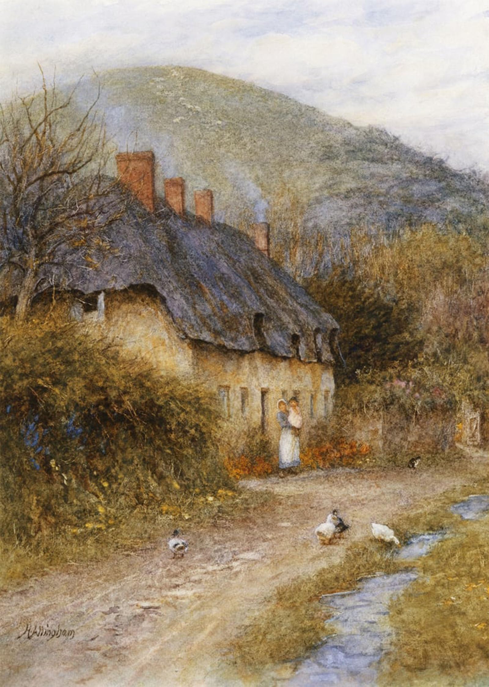POSTERIIk Vintage Print Pop Art Landscape Artwork At Symondsbury Near Bridport Dorset by Helen Allingham Art Prints for Office Home Decor 60x90cm