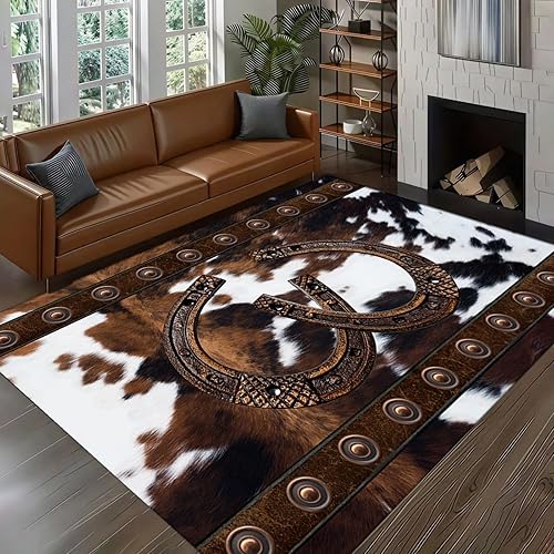 Western Rugsfor Living Room Bedroom 2x3ft Premium Faux Horse Hide Rug Rustic Far