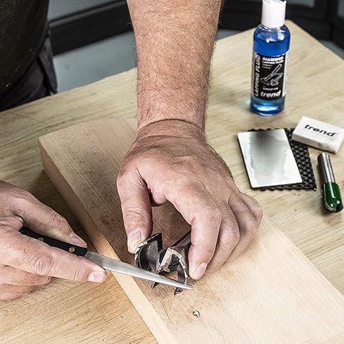 Miniatura 10 de Trend Kit completo de afilado de diamantes piedra de tarjeta de crédito de doble cara y mini archivo cónico con líquido de lapeo, bloque de