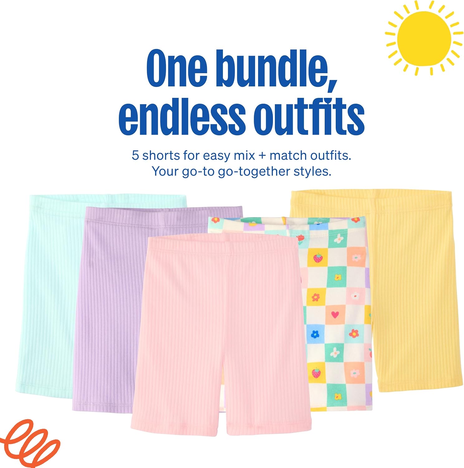 Garanimals Baby & Toddler Girl Biker Shorts - Machine-Washable Kid's Clothes - Size 0-6T - 5 Pack - Image 4