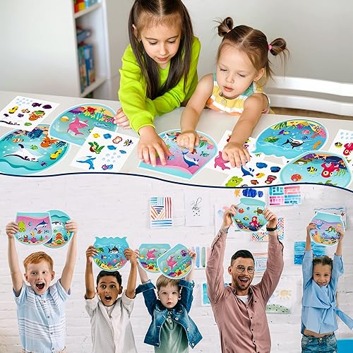 Miniatura 5 de CY2SIDE 12 calcomanías de animales marinos de verano, haz una escena de calcomanías de mar con tiburones y peces tropicales, haz tu propia artesanía