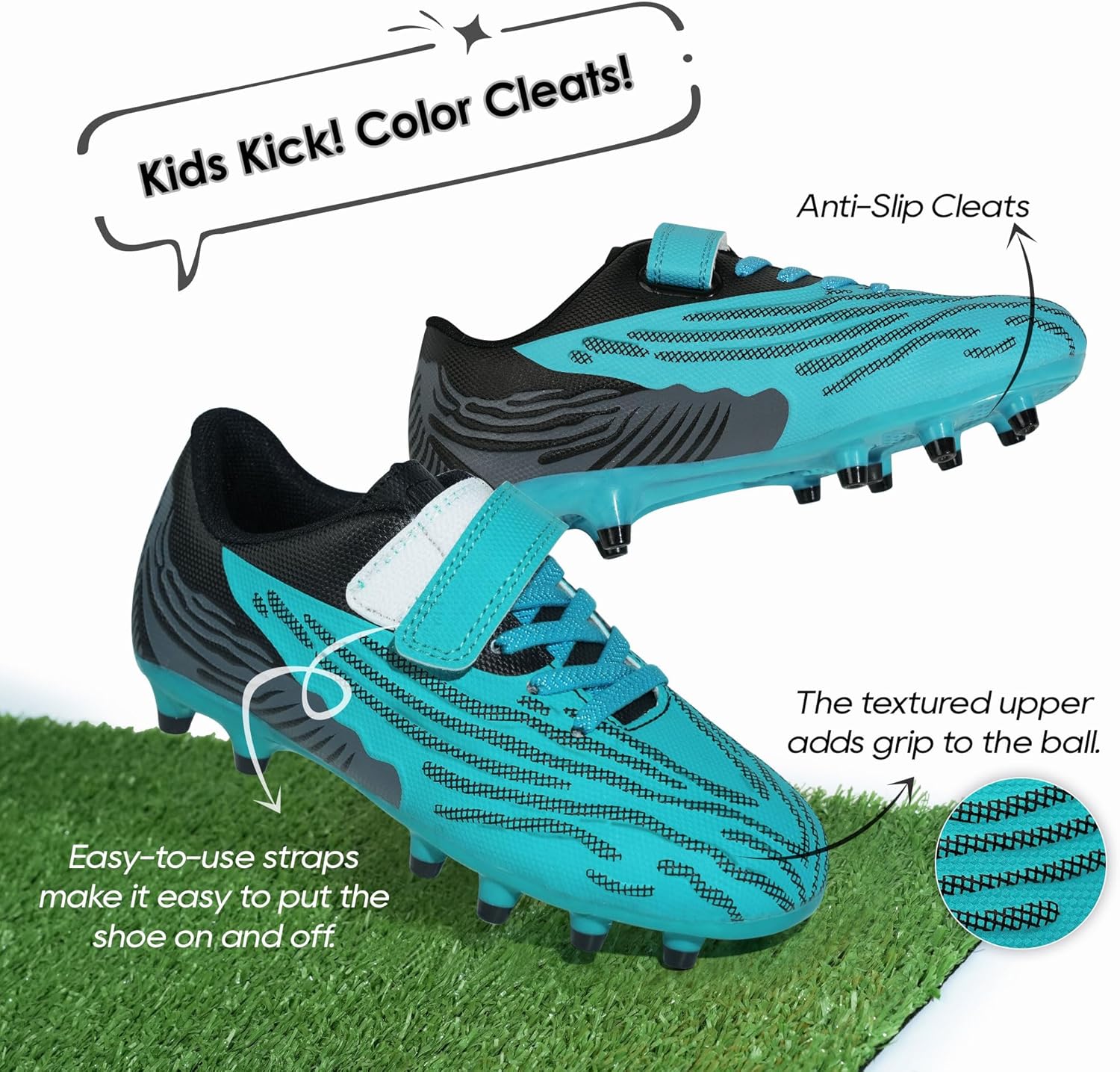 brooman Kids Firm Ground Soccer Cleats Boys Girls Athletic Football Shoes - Image 4
