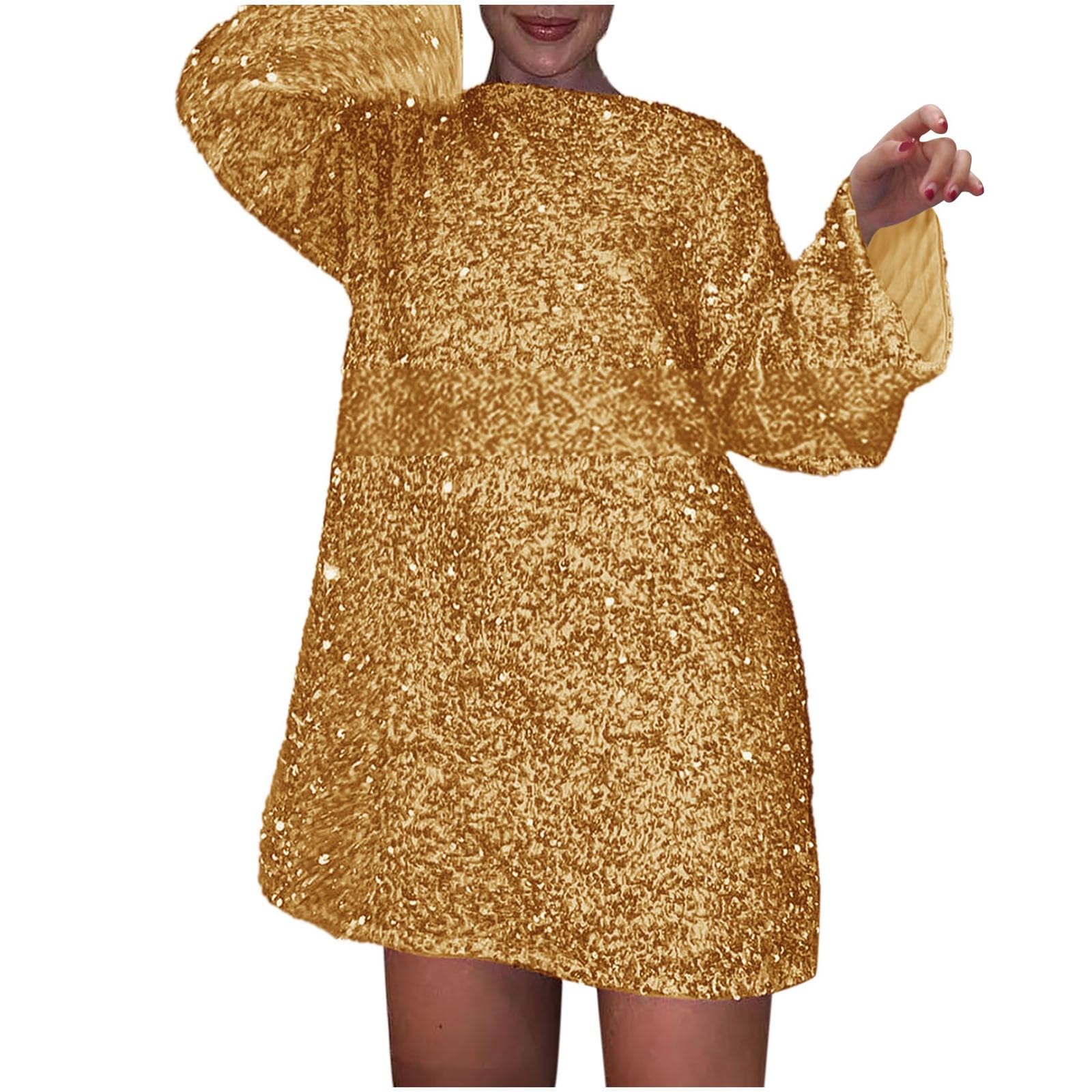 Robe longue scintillante dorée à coupe flatteuse ajustée