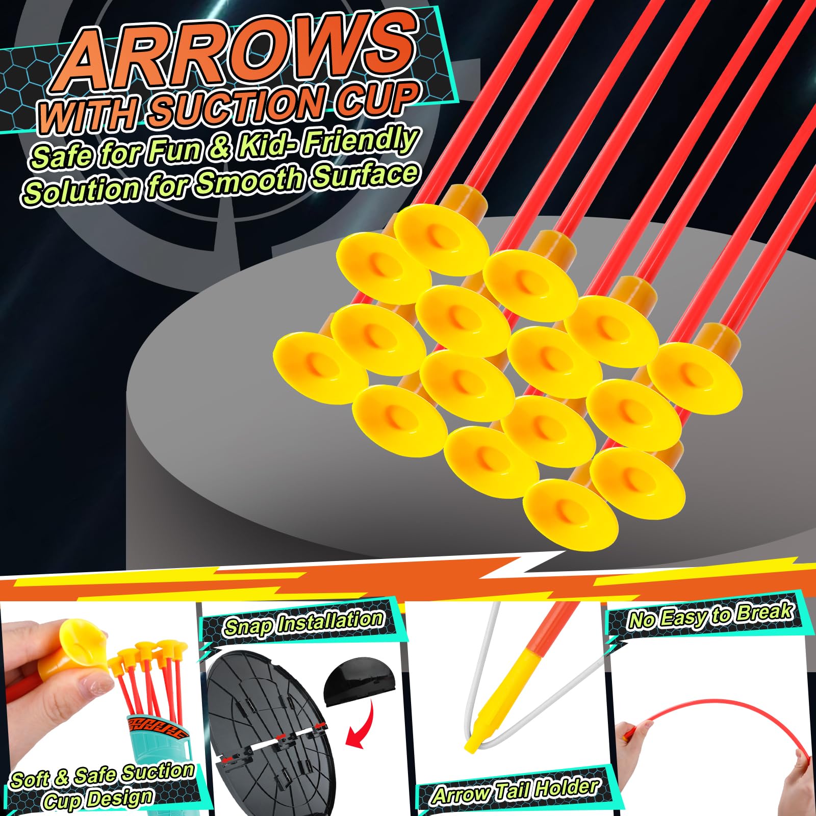 2 Pack Arco e Frecce per Bambini Set di Tiro con L'Arco con Luci LED 16 Frecce Giocattolo per Interni ed Esterni Regalo per Ragazzi e Ragazze di 4-12 Anni