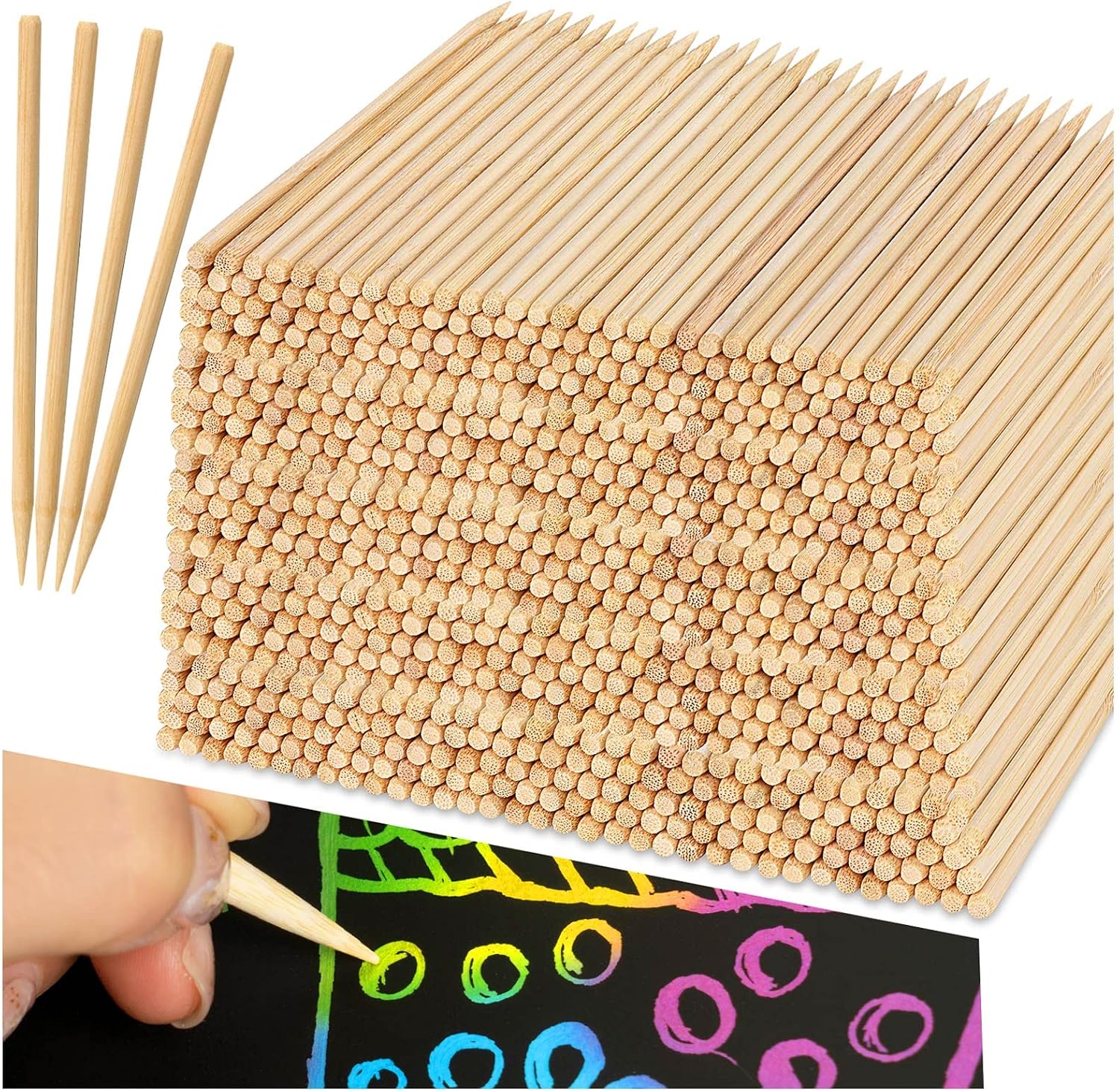 300 PCS Wooden Stylus for Scratch Art, Wooden Stylus, Scratch Art Sticks Heavy Duty Wood Stylu Tools