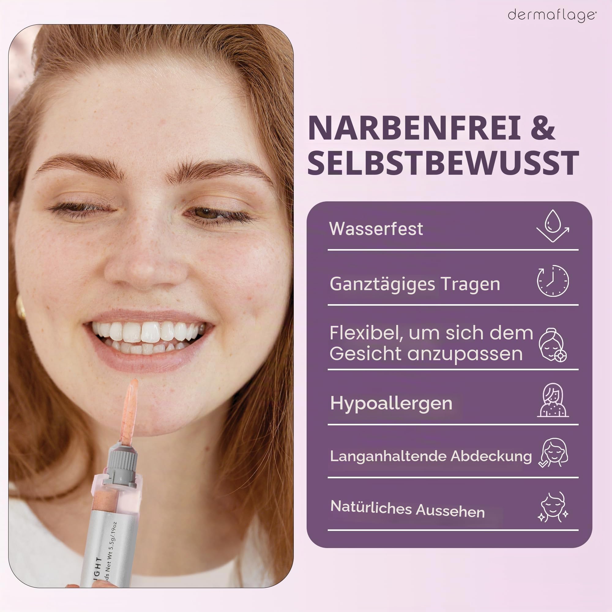 Dermaflage Narben Make-up Concealer, Aknennarben Filler, Narben Abdeckung, 1 Monatsvorrat