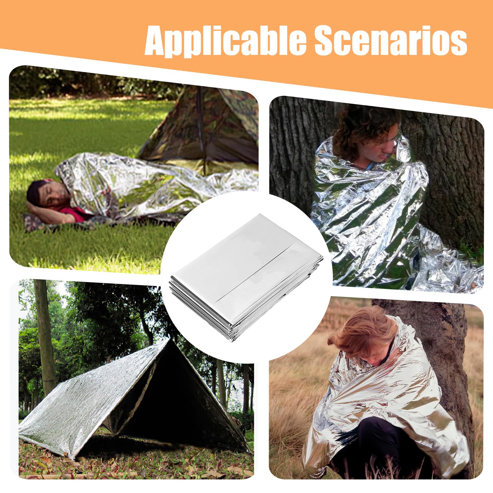 Juego de 6 fundas de supervivencia reutilizables gruesas isotérmicas, tamaños 130 x 210 cm y 160 x 210 cm, ideal como manta de emergencia térmica para exteriores, senderismo, ventanas y primeros