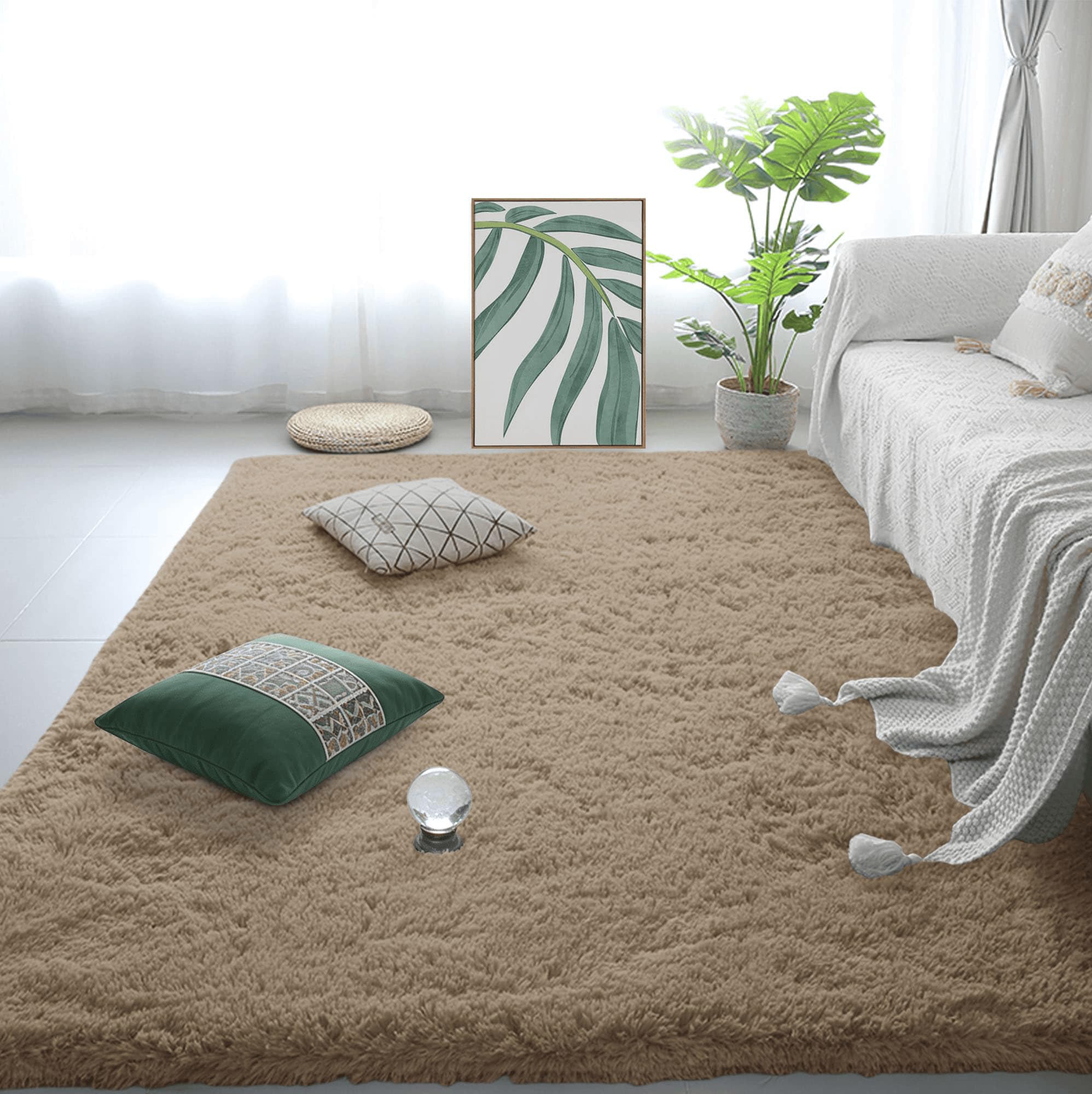 Tapis chambre douillet pour pieds nus 200 x 400 cm couleur chameau