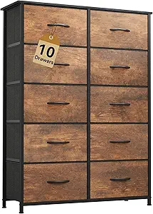 DWVO 10 Drawers Dresser, Fabric Dresser, Fabric Storage Tower, Organizer Unit for Room, Living Room, Hallway, Closets