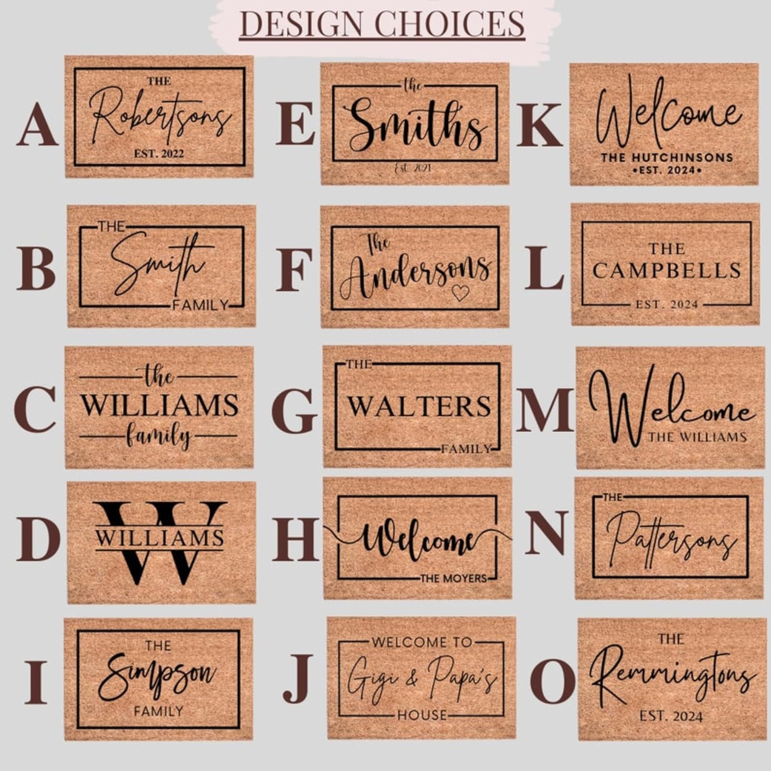 Pick Your Own Design Custom Doormat, Personalized Wedding Gift, Housewarming Gift for New Couples, Outdoor Doormat, Customized Door Mat, Home Gifts, Porch Decoration, Coir Doormat