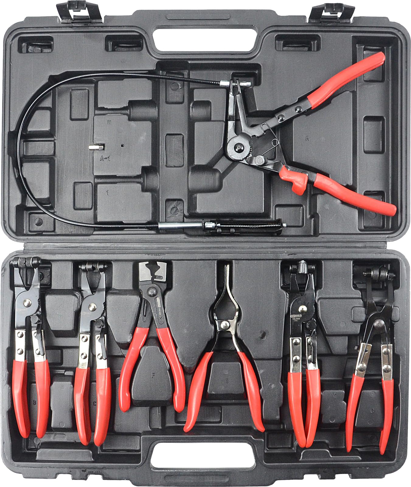 KS Tools 115.1055 Juego de alicates para abrazaderas de mangueras para vehículos industriales, 7 pzs