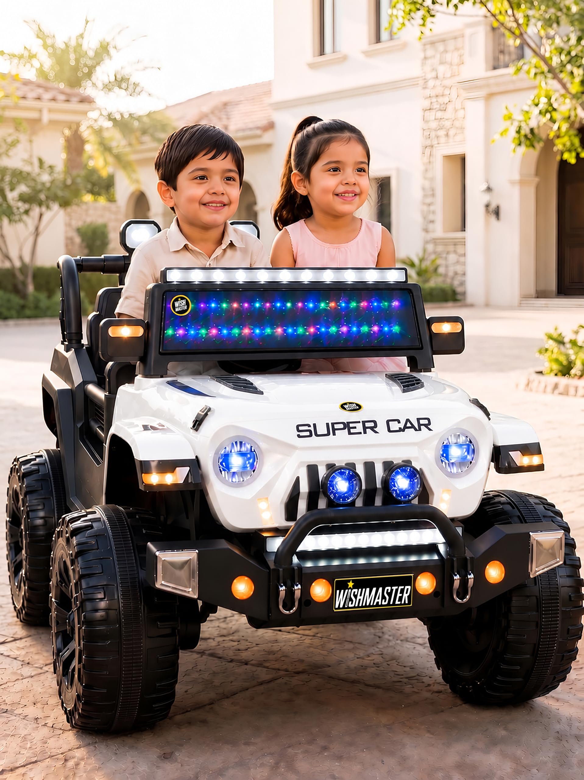 Wishmaster Kids Big Size Jumbo Electric Ride On Car | Battery Operated Jeep for 2-10 Year Boys & Girls | 4 Motors, Bluetooth Music, LED Lights | Remote + Steering (Thar Roxx - Grey)-image-23