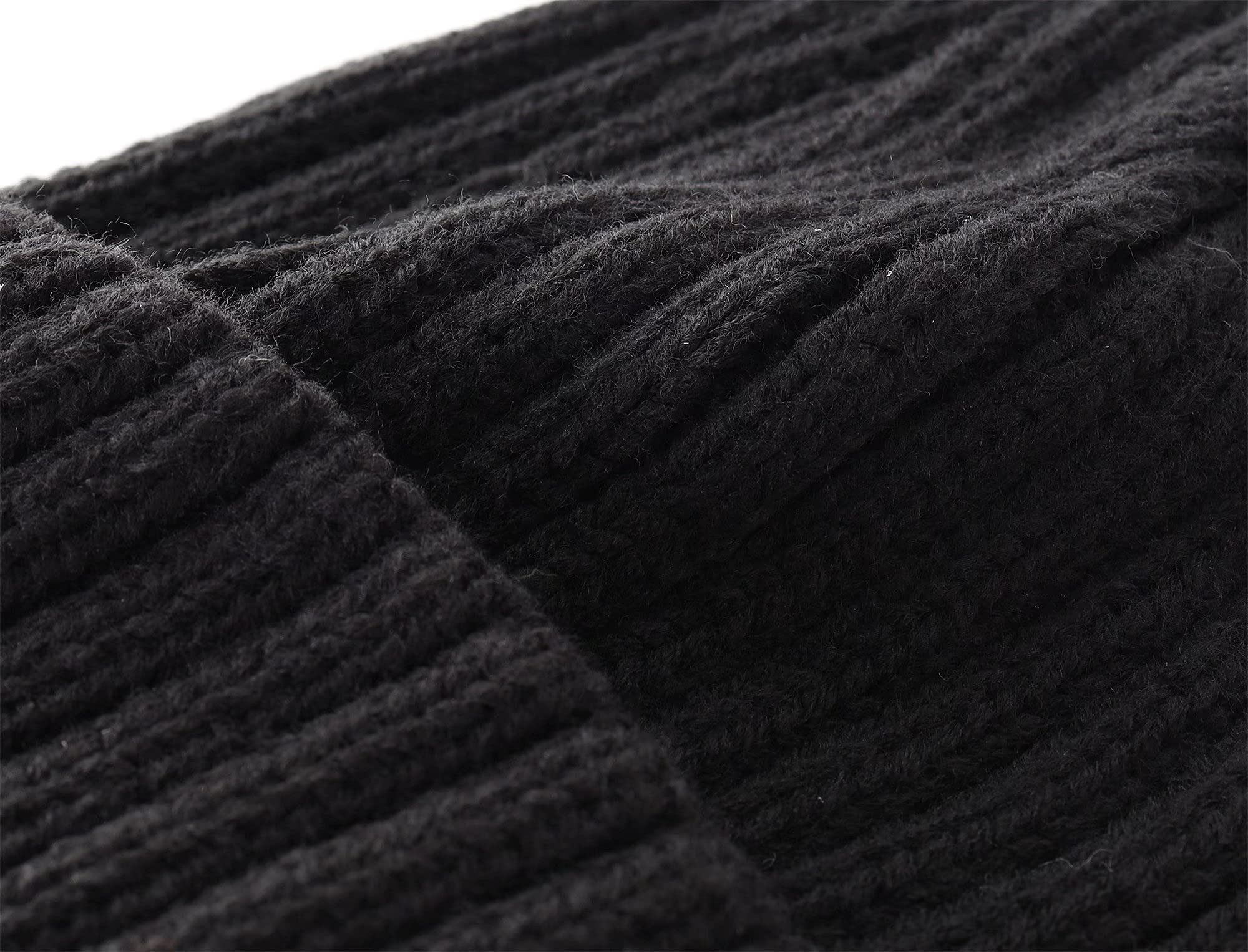 Connectyle Womens Knit Cuffed Beanie Hat Stretch Ribbed Acylic Winter Ski Cap, Black, One Size 4