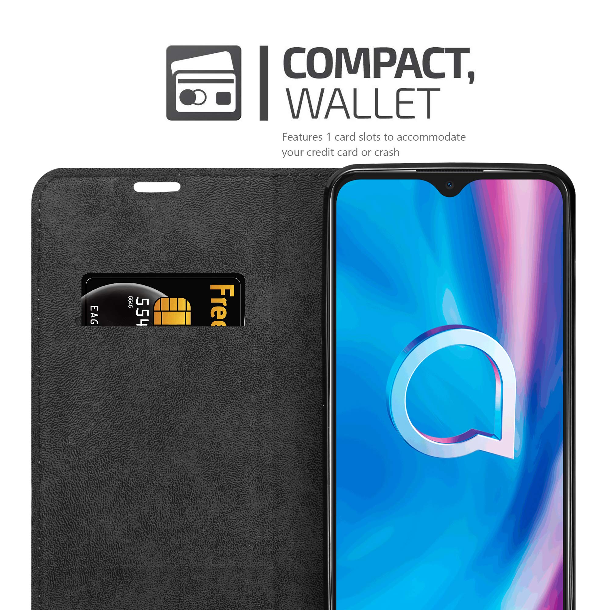 Cadorabo Custodia Libro per Alcatel 3C in NERO DI NOTTE - con
