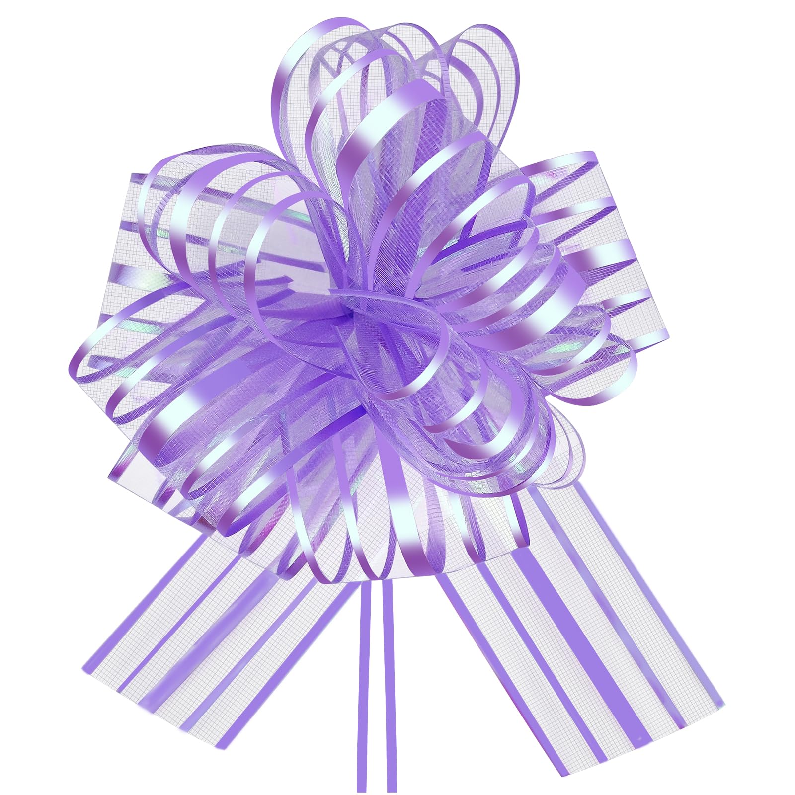 HHXUUAN 6pcs 6 Inch Large Organza Pull Bows for Gift Wrapping, Light Purple Ribbon Bows for Baskets Wedding Christmas Valentine's Day
