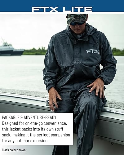 Miniatura 6 de FROGG TOGGS Chaqueta impermeable FTX Lite para hombre, 3 capas, impermeable, transpirable, elástica y cómoda