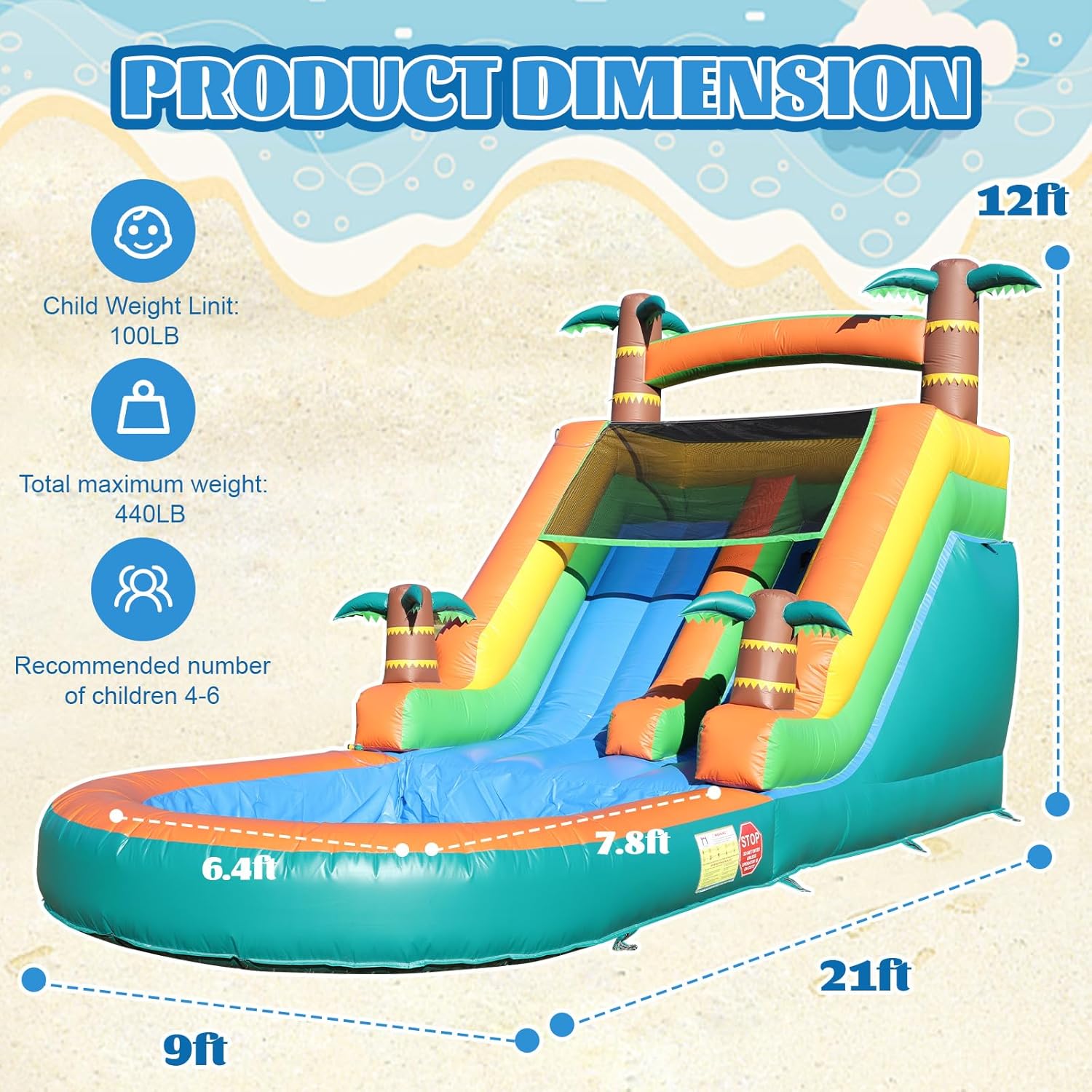 Commercial Water Slide for Adults Kids (Splash Water Pool)(Heavy Duty PVC),21ft(L) Inflatable Adult Water Slide with Air Blower for Outdoor Summer Fun,Great for Party,Backyard Adventures-21x9x12Ft