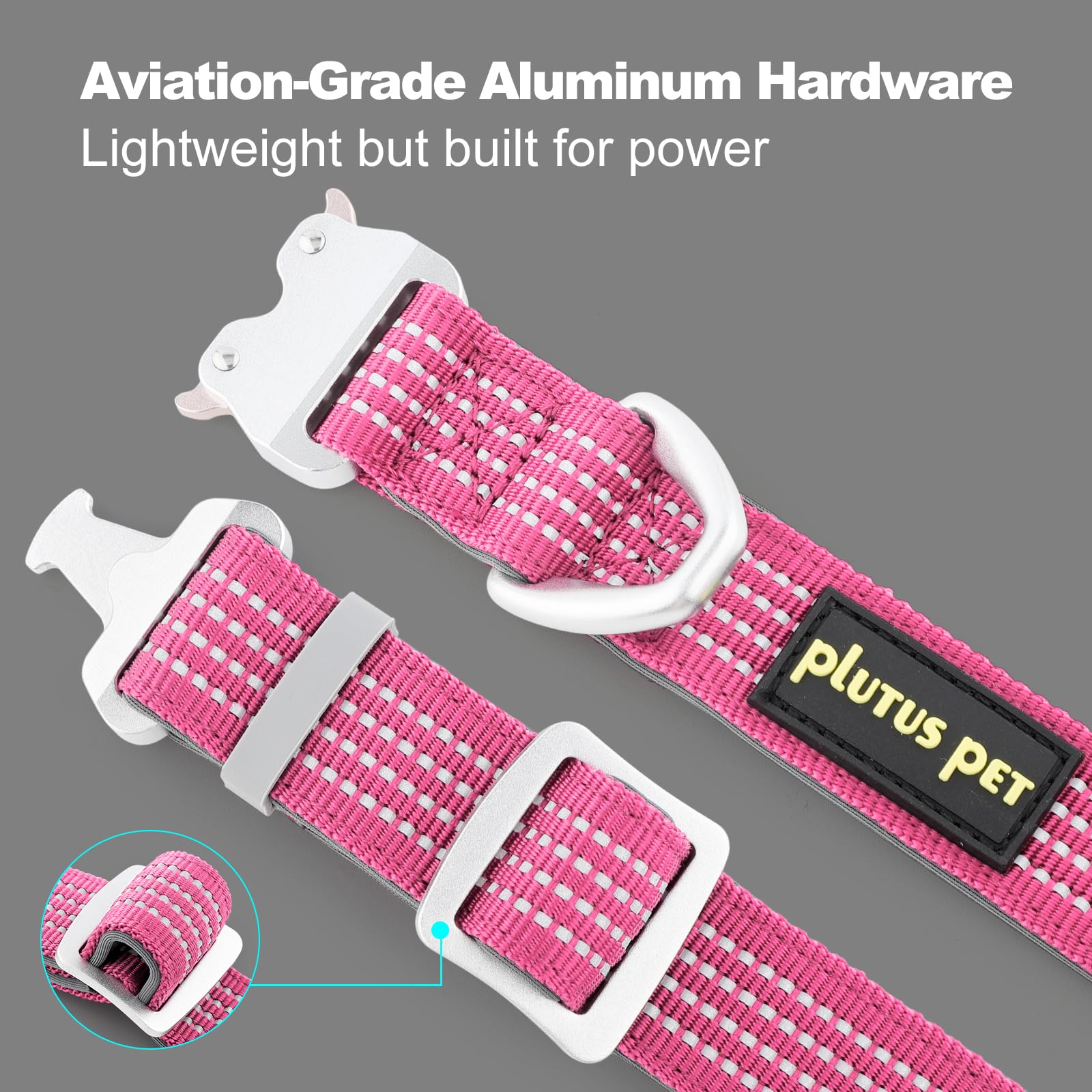 Plutus Pet Reflective Dog Collar with Aviation Aluminum Buckle, Neoprene Padded for comfort Lightweight - Image 4