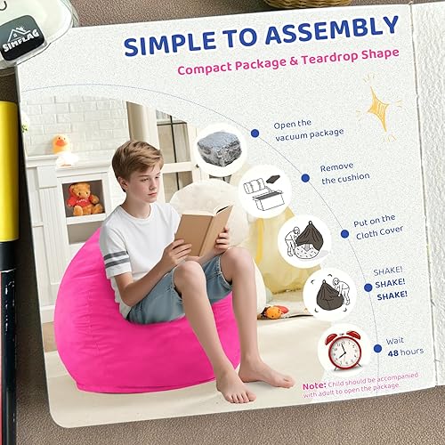 Miniatura 58 de Puf de 5 pies, puf grande con relleno de espuma viscoelástica, sofá puff esponjoso con funda de terciopelo holandés, puf redondo para sala de estar,