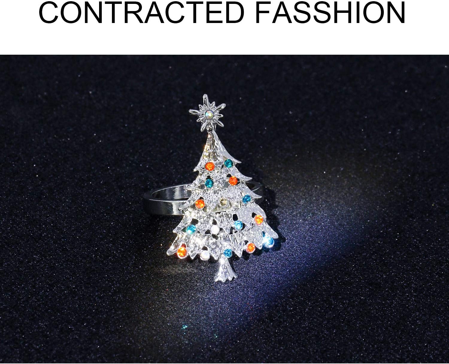 Flash Deals - 50% OFF Silver Christmas Tree Napkin Rings Set of 12, Holiday Dinners, Family Gatherings, Weddings Receptions, Parties, Everyday