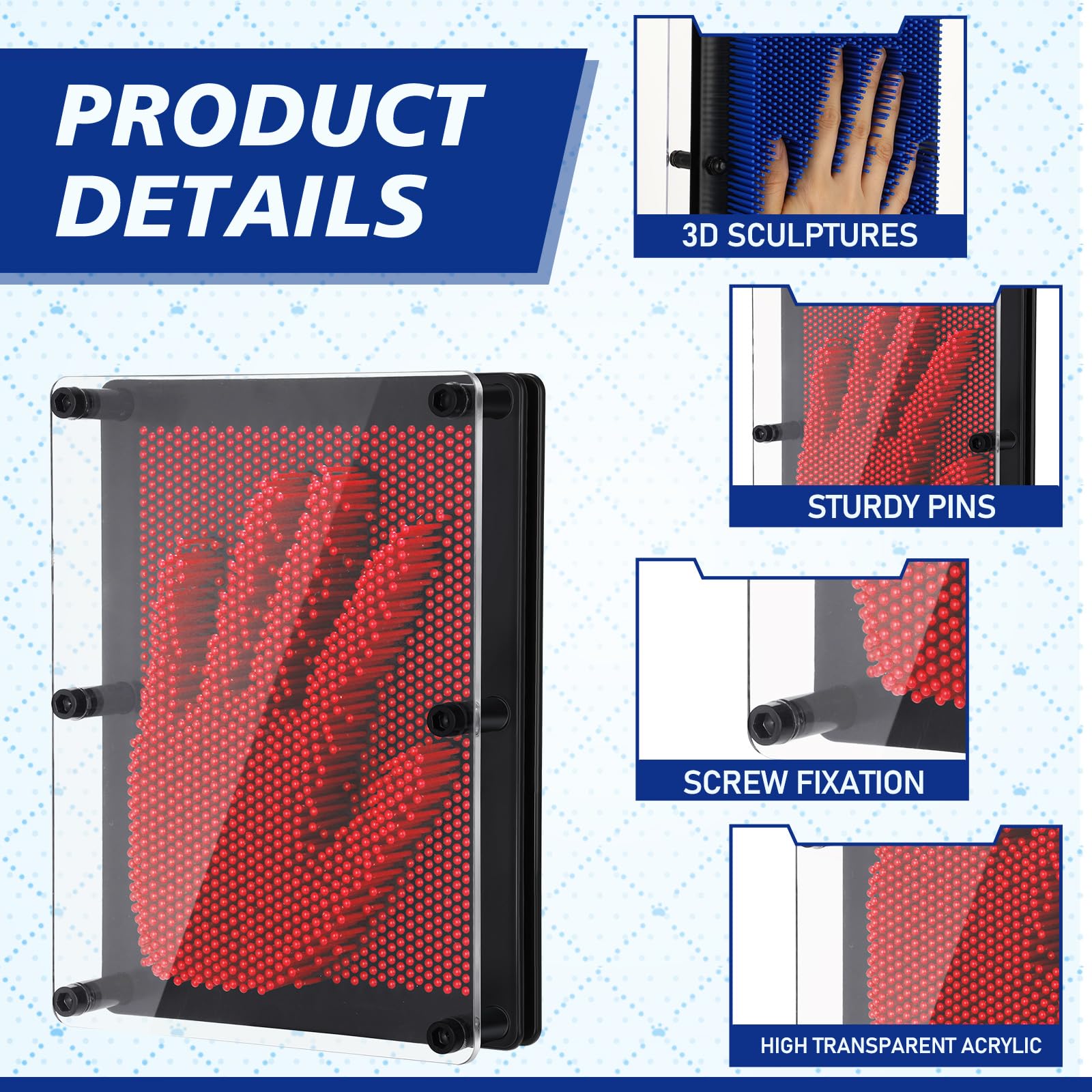 Amazon | Jenaai 4個パック 3Dピンアートボード 感覚 L 6 x 8