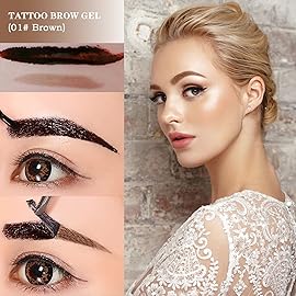 LSxia 2 Pcs Peel Off Eyebrow Gel Set, Natural Color Eye Gel Long-Lasting Waterproof Brow Tattoo, Easy Peel Off Brow Makeup - Up To 3 Days (Brown)