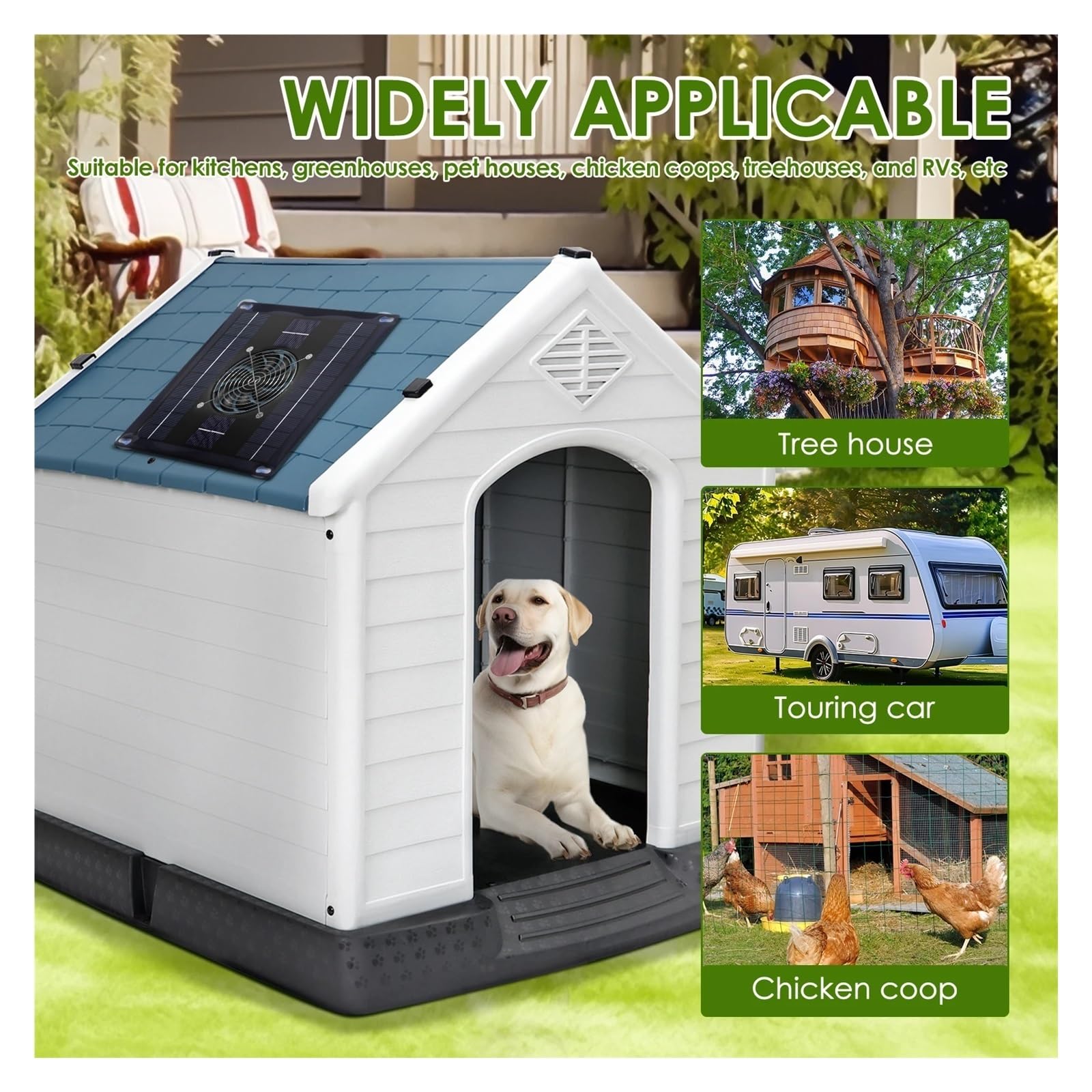 GDBAGKDQK Kit De Extractor Solar, Ventilador Eficiente For Invernadero, Portátil For Cobertizo, For, Casas For Mascotas En Exteriores Enfriamiento RáPido