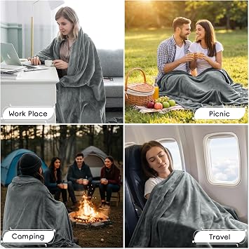 MOONLIGHT20015 Fleece Blanket King Size XXL Grey 7.5ft x 9ft - Soft Cosy Fluffy Throw Blankets for Bed/Sofa/Couch, 400 GSM Silk Touch Warm Extra Large Throws for Adults, Dark Gray, 270x230 cm