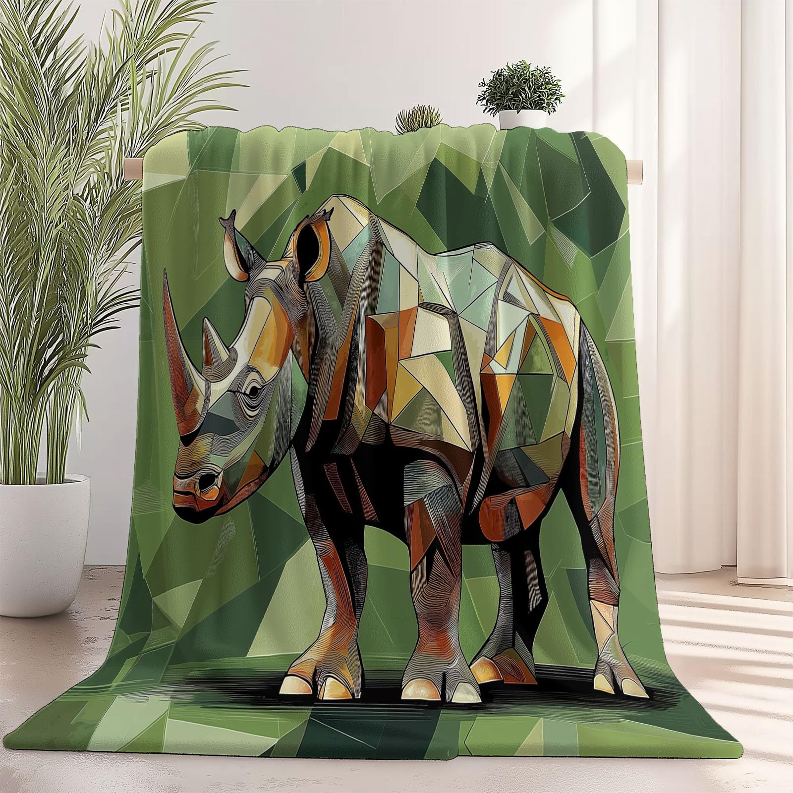 Couverture flanelle rhinocéros pour ne plus avoir froid sur le canapé