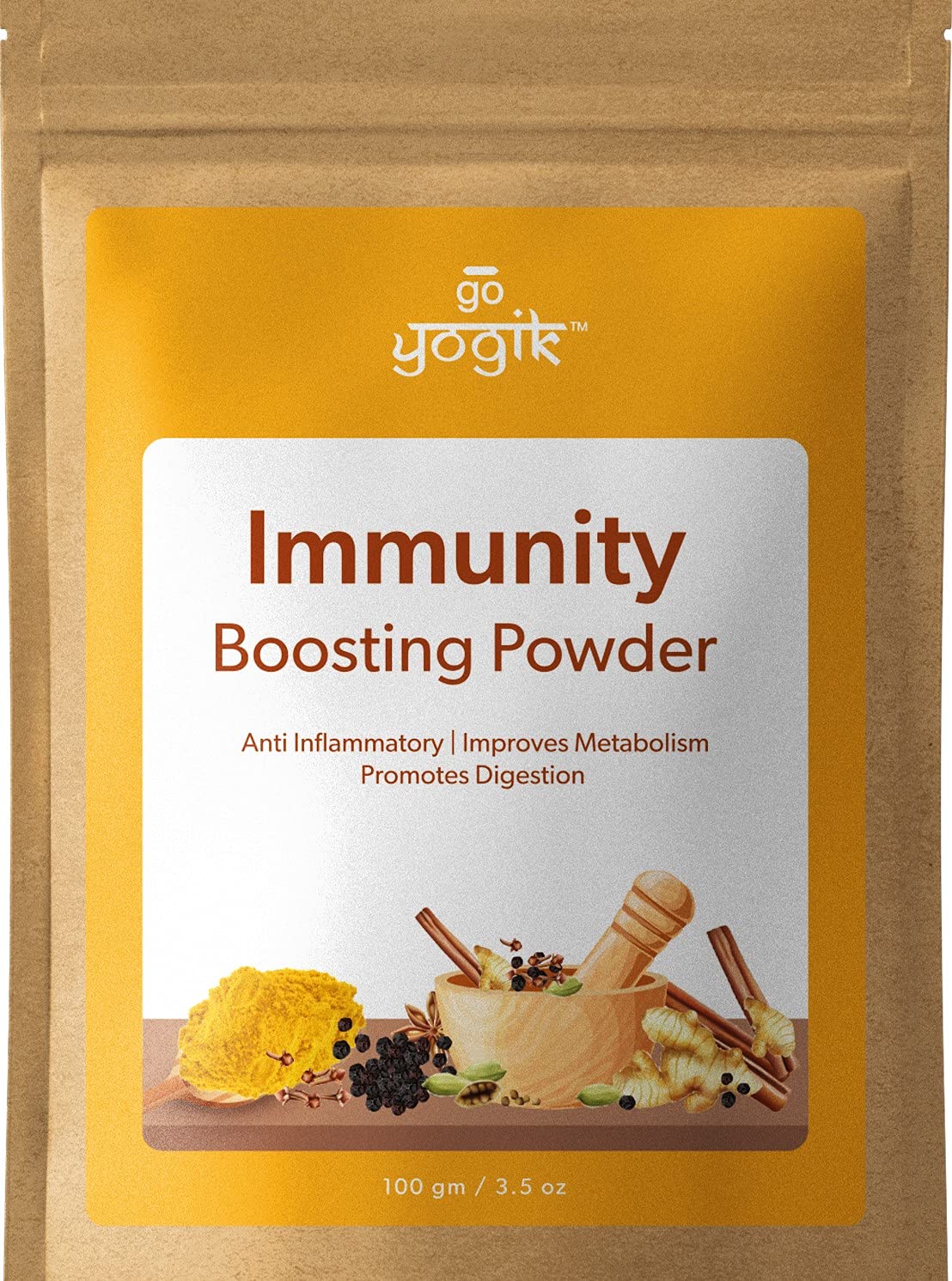 Go-Yogik Turmeric Spiced Herbal chai tea(3.5oz) 50 servings |Gourmet Blend of Organic Natural Spices| Caffeine free