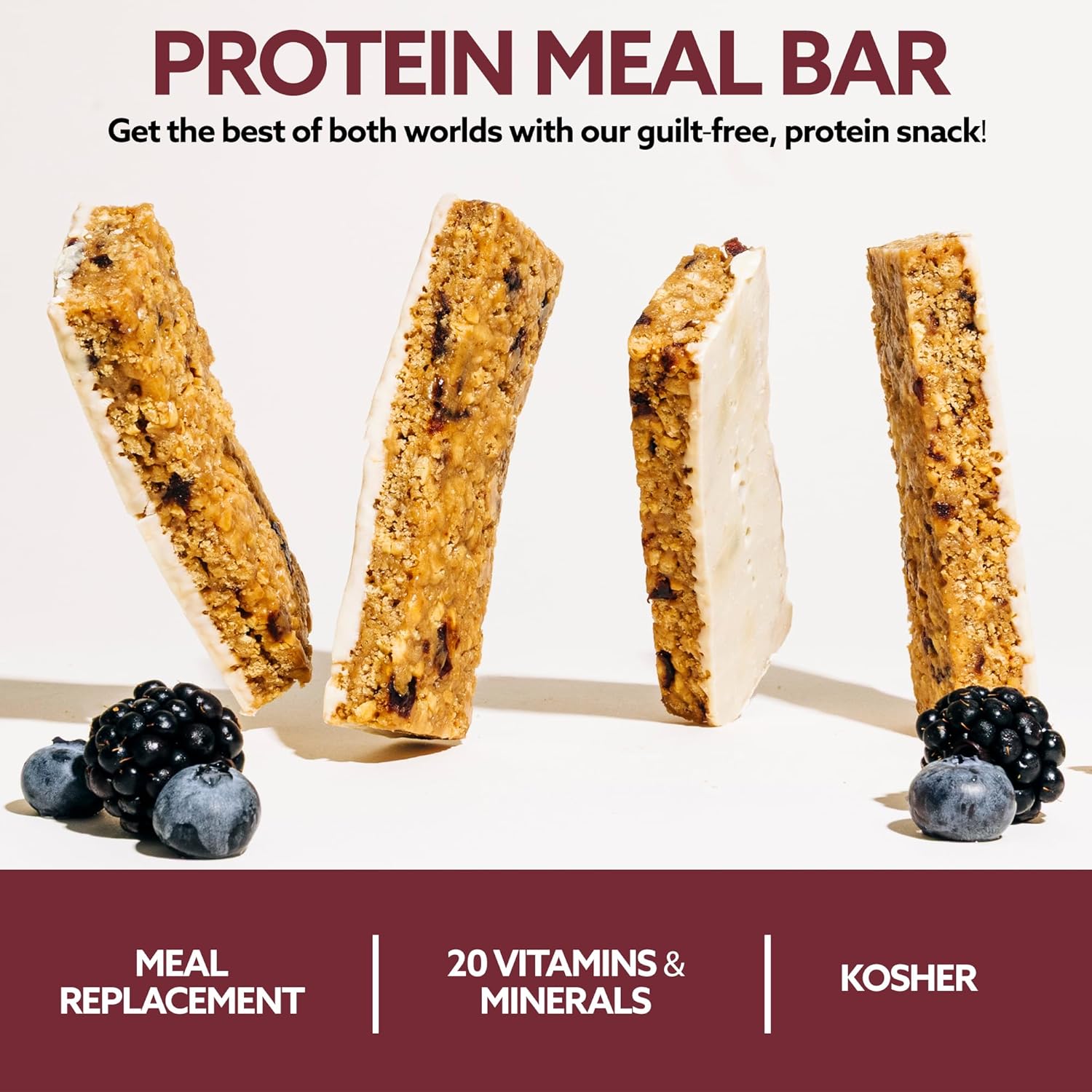 WonderSlim Meal Replacement Bar, Double Berry, 15g Protein, 20 Vitamins & Minerals, Gluten Free (7ct)