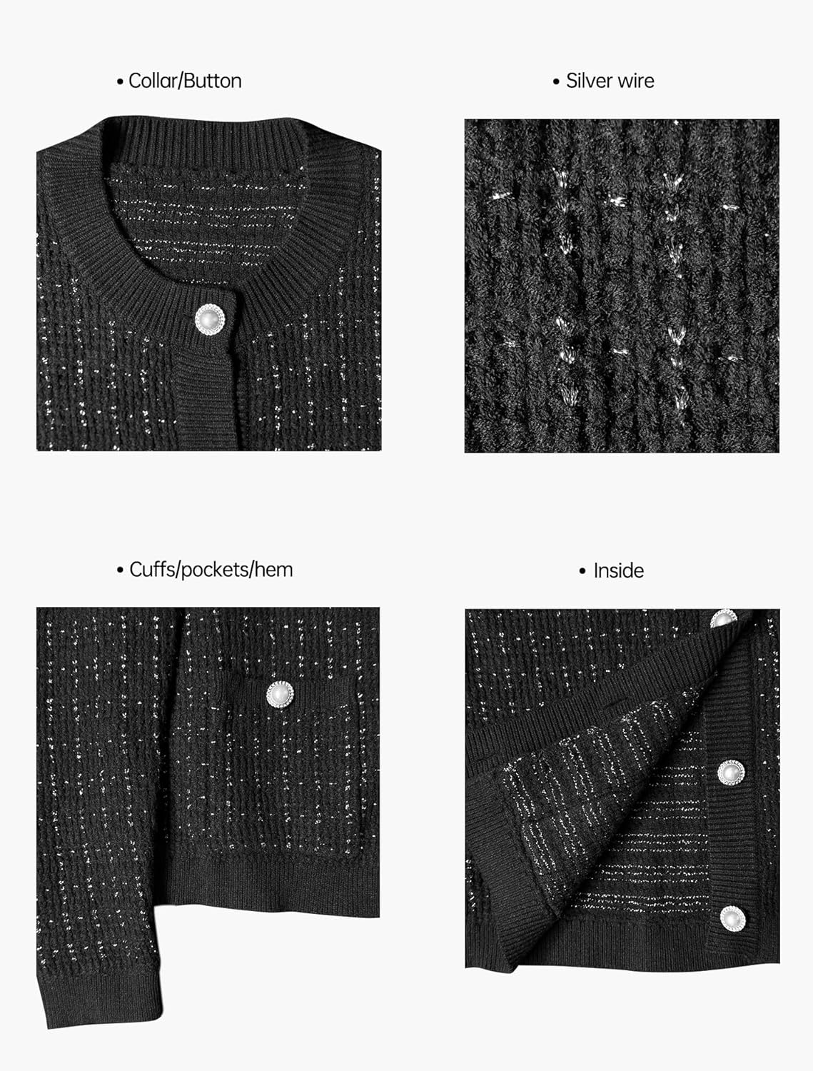 Urban CoCo Women's Open Front Button Down Knit Cropped Cardigan Casual Long Sleeve Sweater Jacket - Image 6