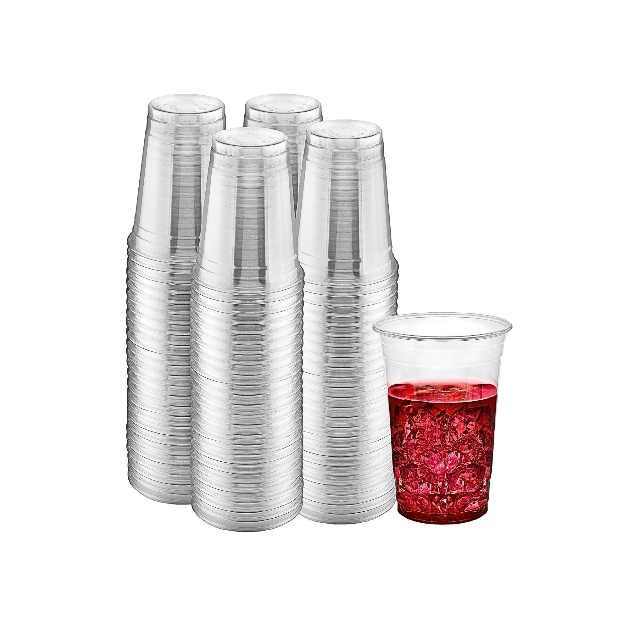 Green Direct 12 oz. Disposable Clear Drinking Plastic Cups for Boba Tea Ice Coffee 100 Pack
