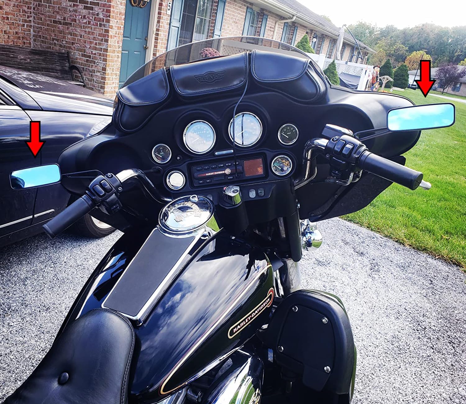 Motorcycle Rearview Mirror Black Rectangle Side View Mirrors Compatible with Dyna Sportster Softail Road King Street Glide Road Electra Glide
