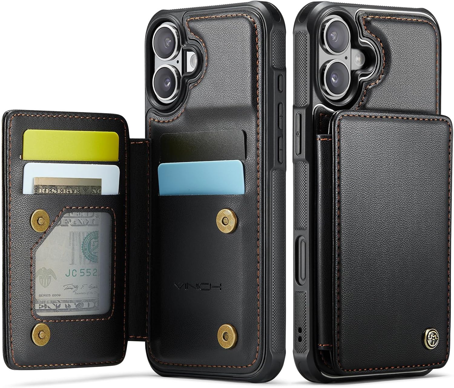 Semilar Vinich for iPhone 17 Wallet Case with Card Holder, RFID Blocking Credit Slots Kickstand Shockproof Phone Cover Fit for iPhone 17 6.3\" Black for iPhone 17 - 6.3'' Black