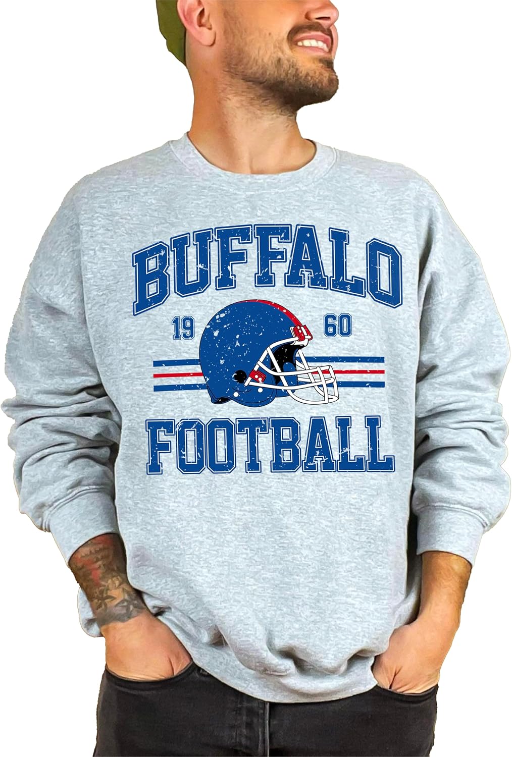 Olive Loves Apple Vintage Buffalo 1960 Football Sweatshirt for Men Women and Kids Distressed Game Day Pullover