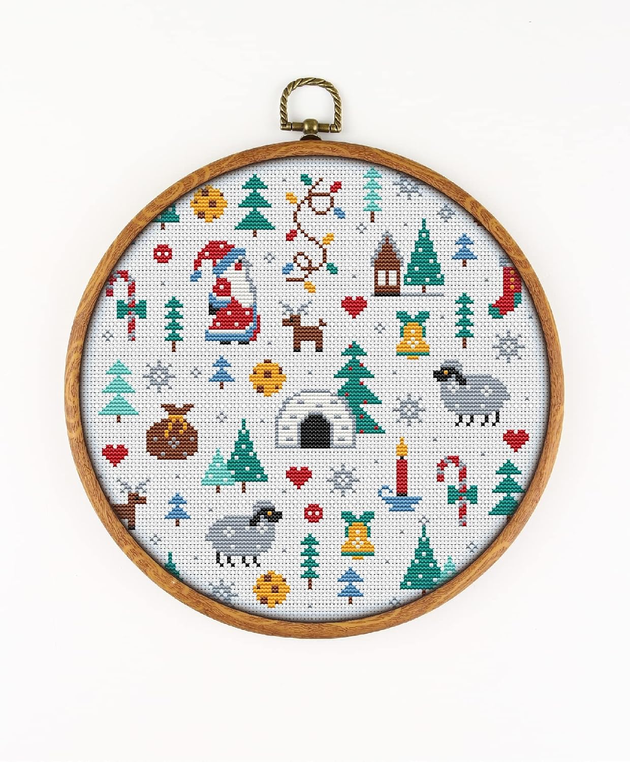 New Year Sampler CS2026 - Counted Cross Stitch KIT#2. Set of Threads, Needles, AIDA Fabric, Needle Threader, Embroidery Clippers and Printed Color Pattern Inside.