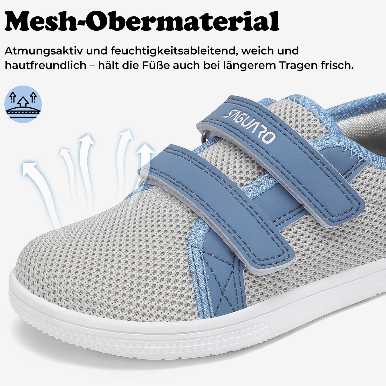 SAGUARO Barfussschuhe Kinder Hausschuhe Barfuß Hallenschuhe - rutschfest Atmungsaktiv Weich - Breite Zehenbox & Zero-Drop-Sohle, Gr.25-35