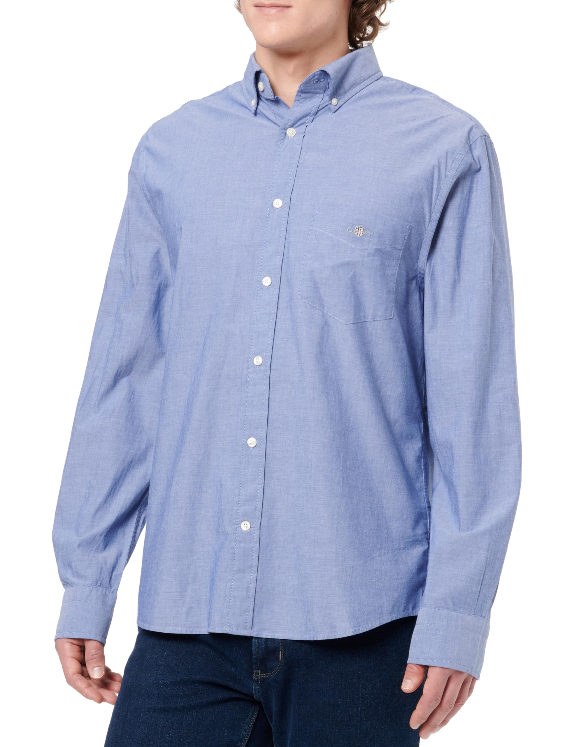 GANT Men's Reg Classic Poplin Shirt, Blue, XL