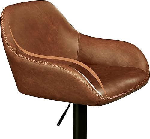 Miniatura 9 de Yaheetech Juego de 2 taburetes de bar vintage, modernos taburetes de bar de altura de mostrador, silla de bar giratoria de cuero vintage con