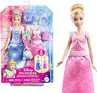 Disney Princesa, Brinquedo Mudança de Vestido com 1 Boneca Cinderela e Roupas e Acessórios Temáticos, Mattel