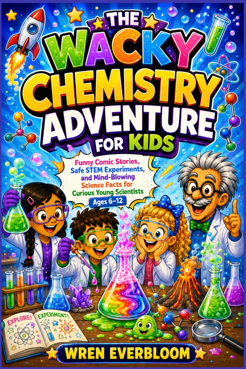 The Wacky Chemistry Adventure for Kids: Funny Comic Stories, Safe STEM Experiments, and Mind-Blowing Science Facts for Curious Young Scientists Ages 6–12
