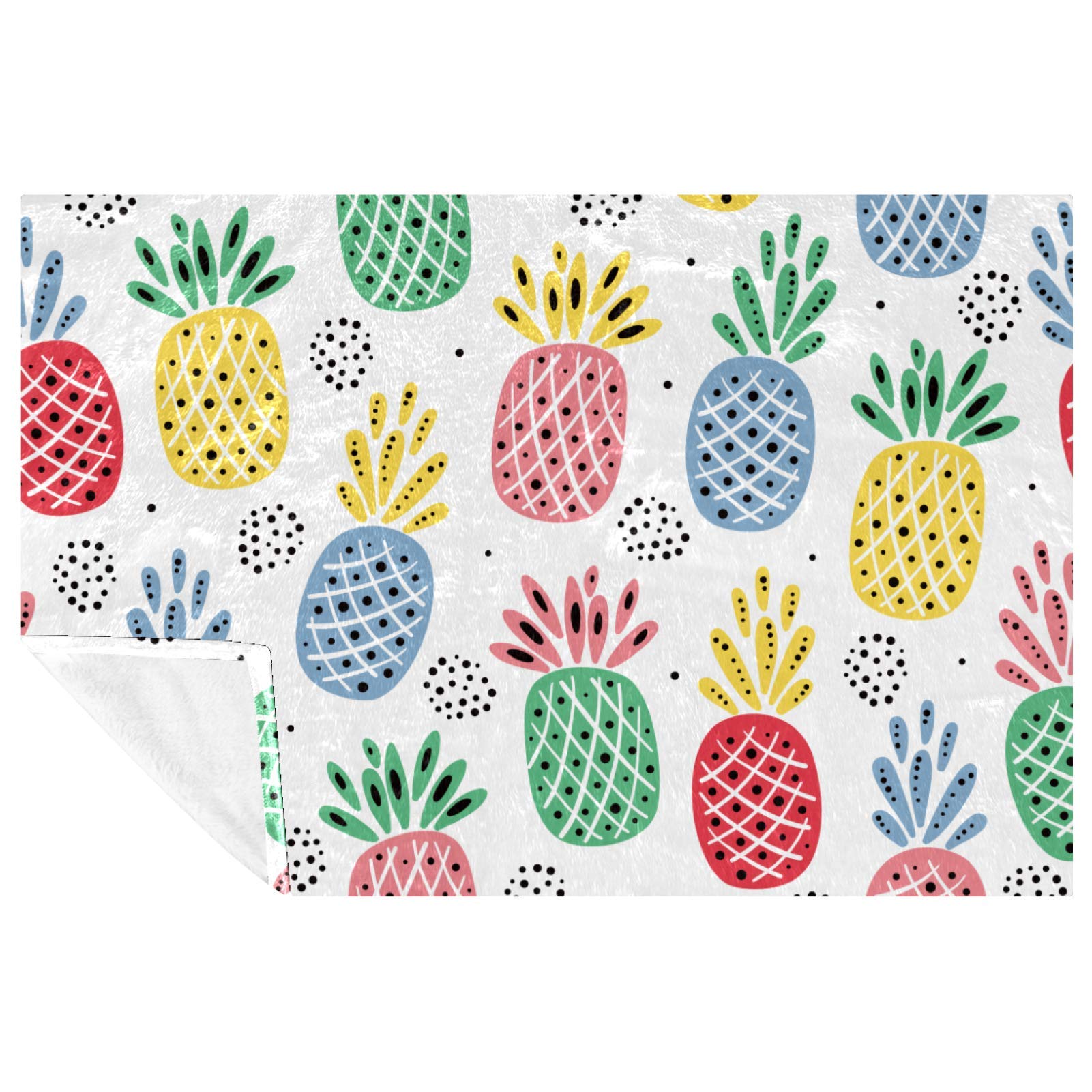 Couverture chaude et douce motif ananas 150x100 cm au toucher ultra moelleux