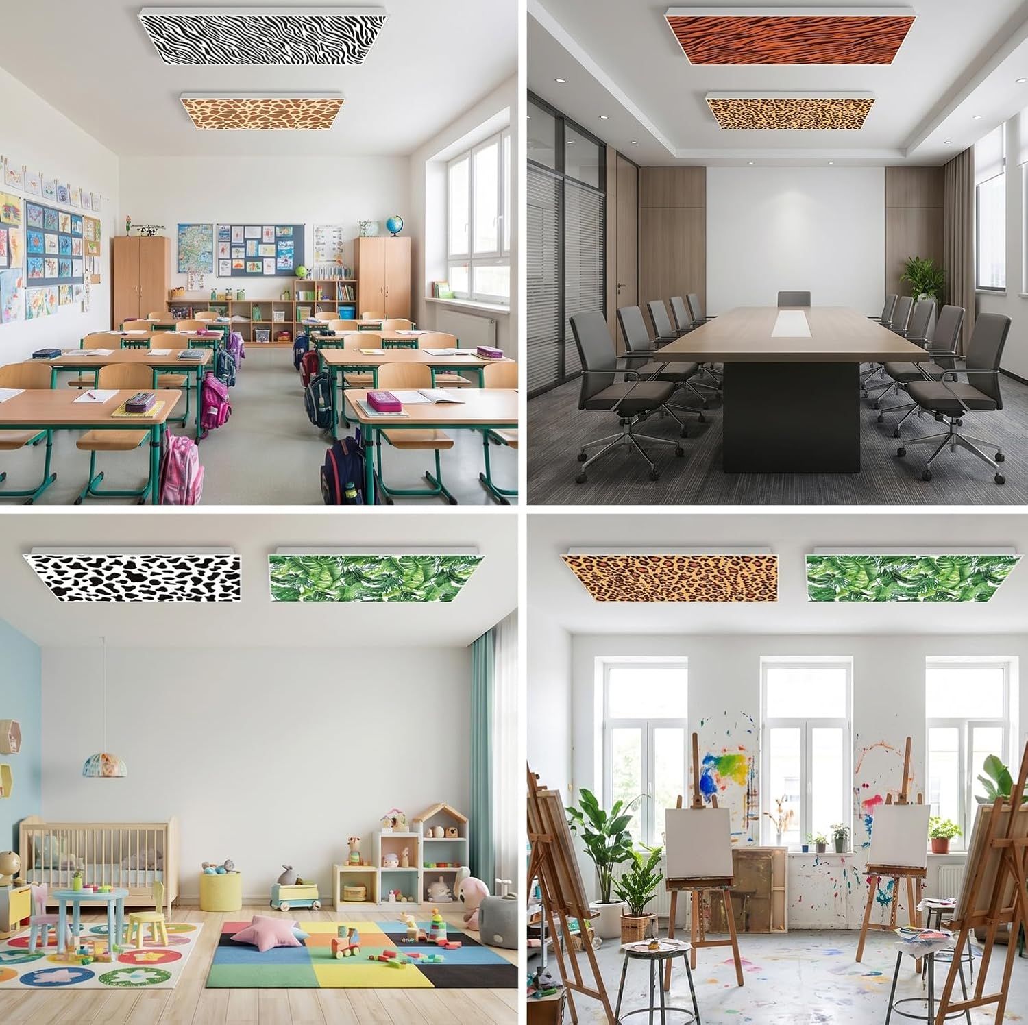 6PCS Animals Print Light Covers for Ceiling Lights Classroom | Magnetic Fluorescent Light Covers for Ceiling Supplies, Forest Overhead Lamp Decor for Office Hospital Home 4x2 Ft