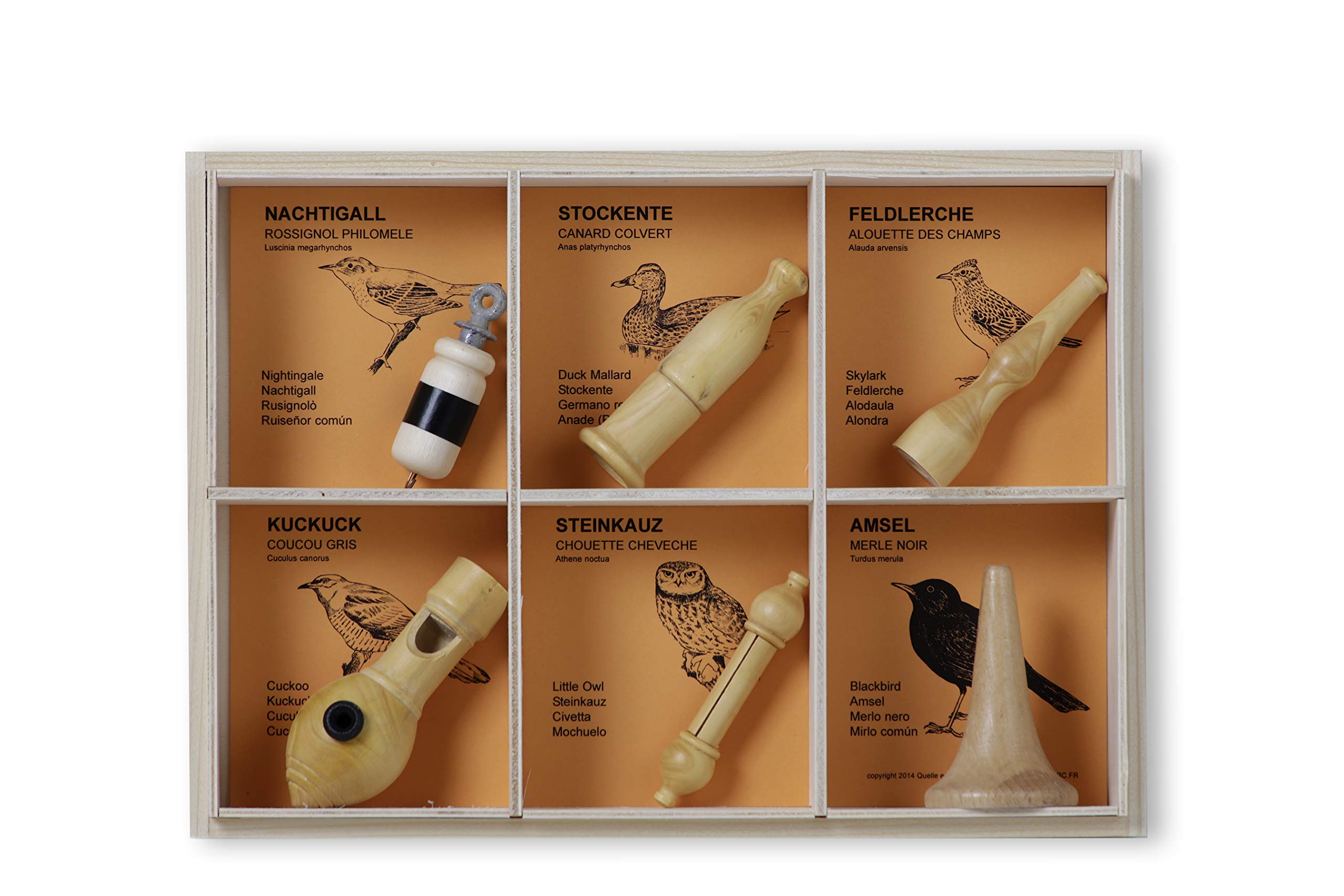KOOKOO Vogelpfeifen 6er Set, Handgefertigte Instrumente für Naturgeräusche, Vogelstimmen-Imitation mit Aufbewahrungsbox (6er Set)