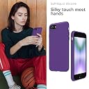 YATWIN Silicone Back Case for iPhone SE 2020/2022, iPhone 7/8, Soft-Touch Phone Back Cover for Apple iPhone SE 2nd 3rd Generation - Purple gallery image