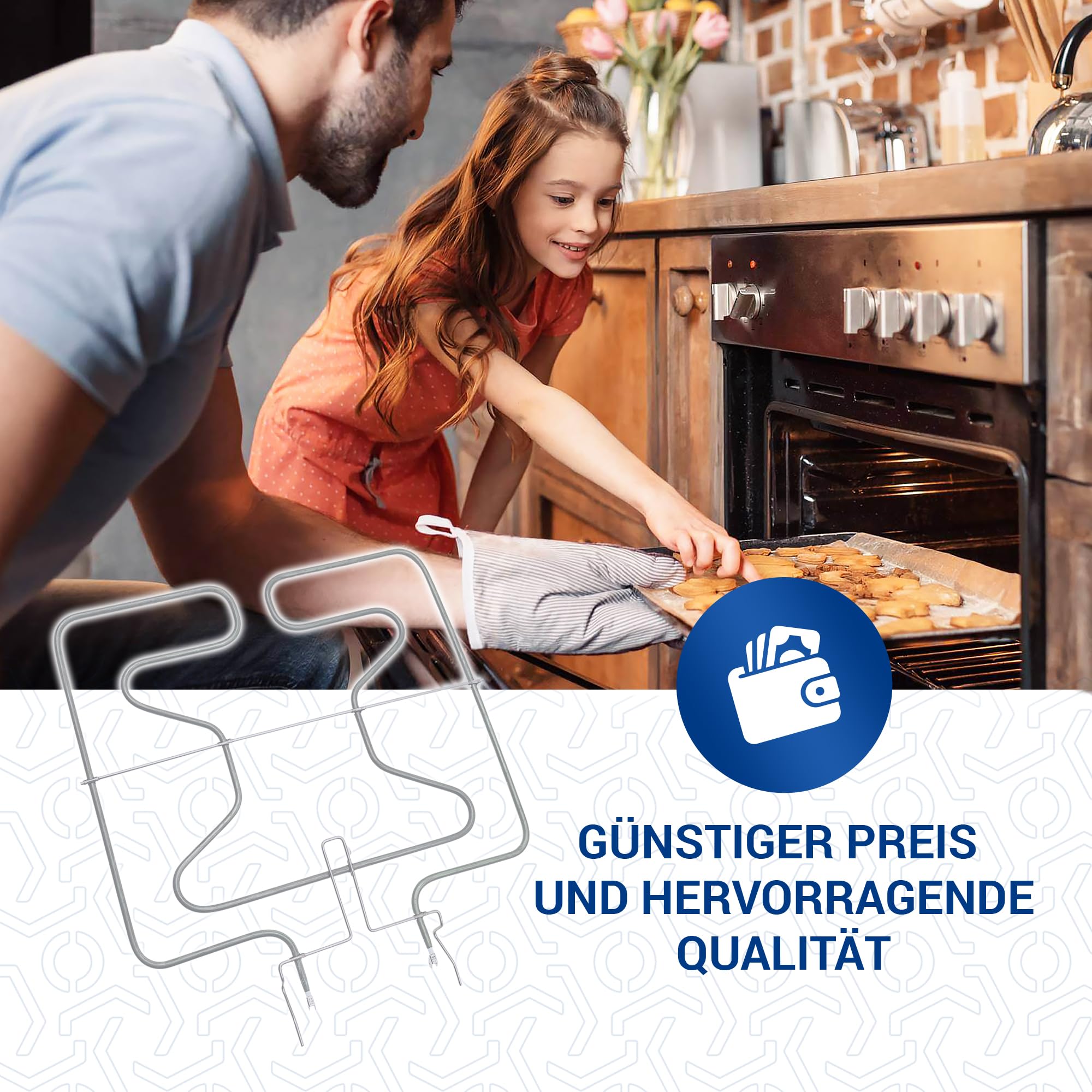 VIOKS Unterhitze Heizelement 230V 1300W Backofen Ersatz für Bosch 682466 | Heizung Backofenheizung, Ersatz für Balay Constructa Siemеns 00682466 Irca 2054R730 1R0D971001, Unten, Herd Ofen