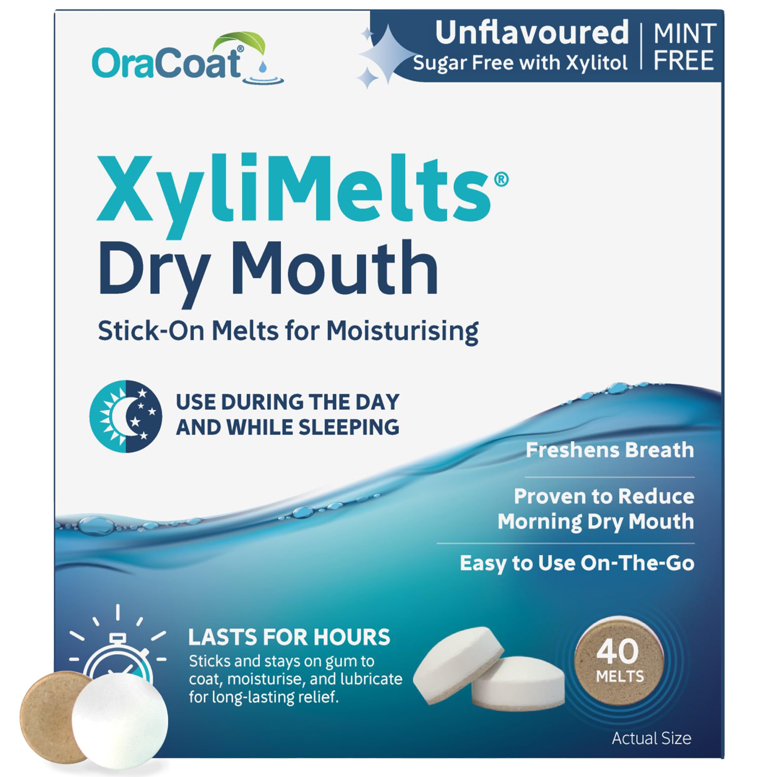 XyliMelts Dry Mouth Relief Discs Flavour Free (40 Count)