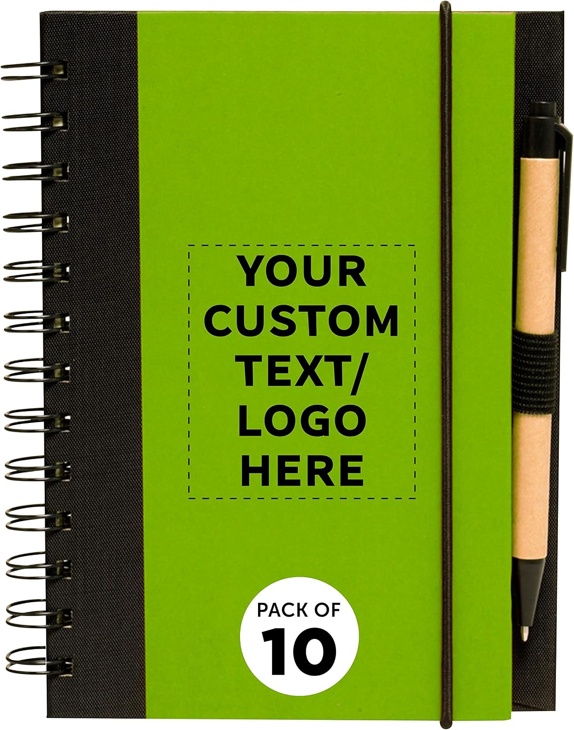 DISCOUNT PROMOS Eco Block Notebooks with Pens Set of 10, Bulk Pack - Perfect for School, Office, Business, Home - Smoke